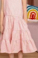 Leilani Junior Tiered Gingham Dress in Pink