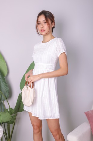 Cortia Textured A-line Dress in White