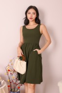 Analeigh Low Back Dress in Olive