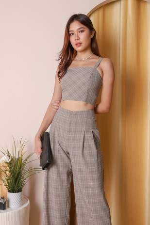 Naimi Checkered Crop Top in Grey