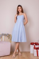 RESTOCK: Byrdie Gingham Midi Dress in Blue