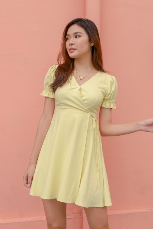 Kassia Wrap Dress in Yellow