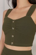 Fey Button Top in Olive