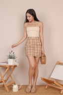 Lysha Plaid Skirt in Brown