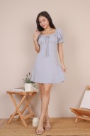 Phedra Ruched Knot Dress in Powder Blue