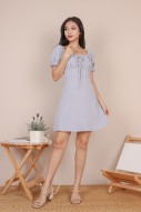Phedra Ruched Knot Dress in Powder Blue