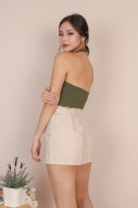 Dyon Keyhole Halter Tank in Olive