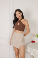 Dyon Keyhole Halter Tank in Mocha