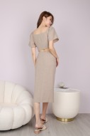 Etienne Ruched Drawstring Skirt in Clay