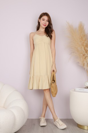 Rosaline Ruched Dress in Yellow