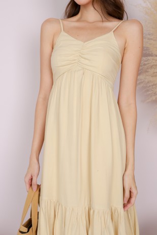 Rosaline Ruched Dress in Yellow