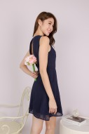 Pelma Textured Cut Out Dress in Navy
