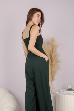 Taleah Smock Jumpsuit in Forest
