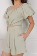 Wylla Two-Way Puff Sleeve Top in Sage