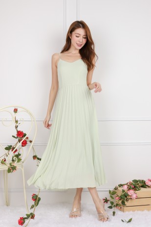 Gabrielle Pleated Cami Maxi in Spring Green