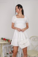 Ayleen Broderie Puff Dress in White