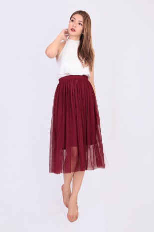 Billie Mesh Skirt in Wine (MY)