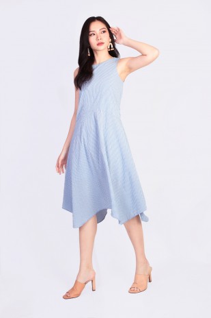 Adelio Checkered Swing Dress in Blue (MY)