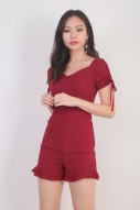 Aubree Ruched Romper in Red (MY)