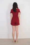Aubree Ruched Romper in Red (MY)