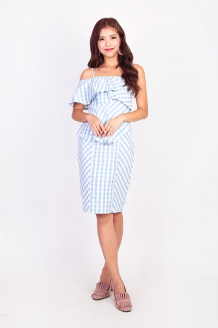 Aricia Gingham Dress in Blue (MY)