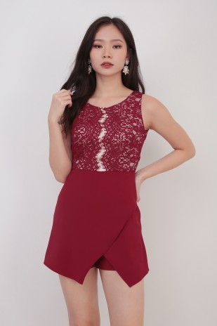 Blythe Lace Romper in Wine Red (MY)