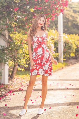 Evadne Floral Dress in Red (MY)