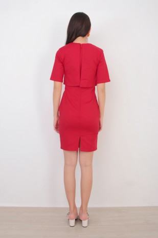 Kesme Overlay Dress in Red (MY)