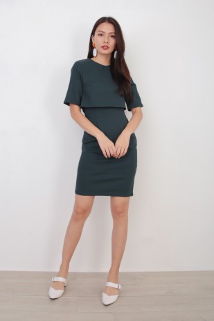 Kesme Overlay Dress in Forest Green (MY)
