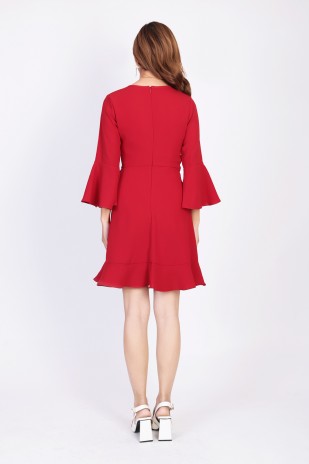Cecila Flutter Sleeve Dress in Red (MY)