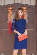 Lena Backless Lace Dress in Navy (MY)