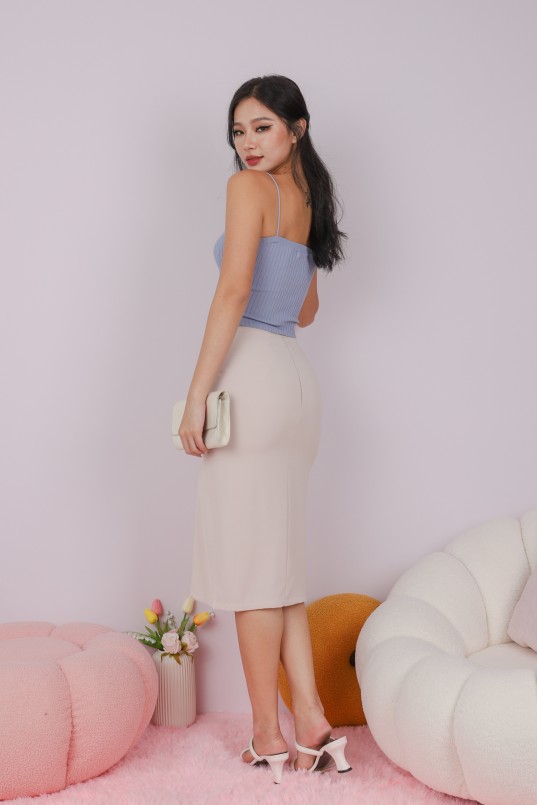 Beige on sale ruched skirt