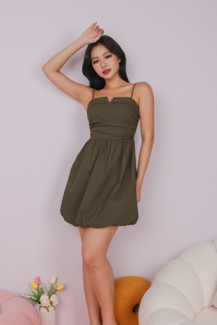 Nolee Bubble Cami Dress in Olive