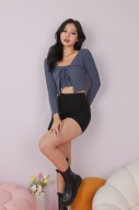 Rhia Tie-Front Cardigan and Cami Set in Slate Blue