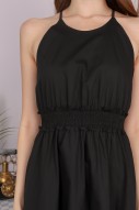 Sunya Tie-Back Flare Dress in Black