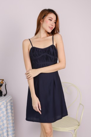 Kylo Ruched Cami Dress in Midnight