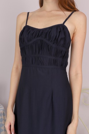 Kylo Ruched Cami Dress in Midnight
