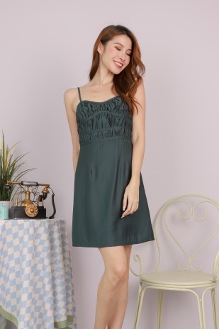 Kylo Ruched Cami Dress in Forest