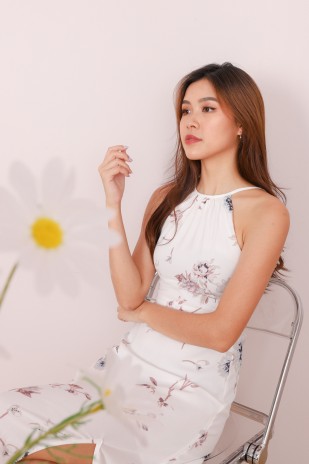 RESTOCK2: Alona Floral Halter Maxi in White