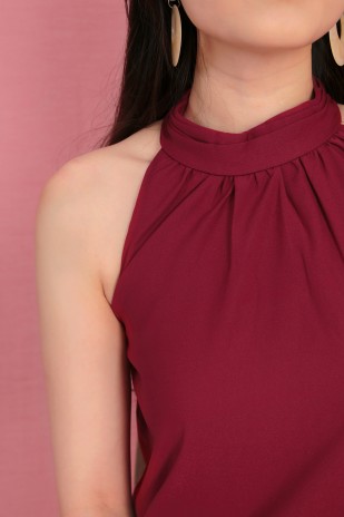 Kinsly Halter Dress in Wine Red (MY)