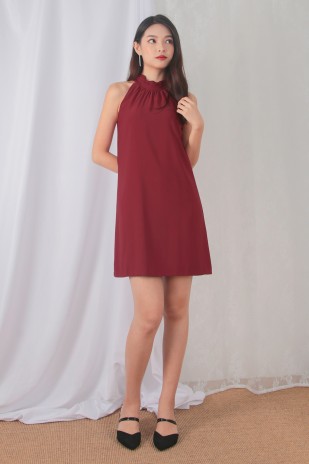 Kinsly Halter Dress in Wine Red (MY)