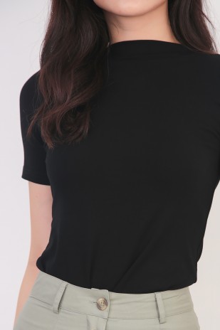 Abrielle Boat Neck Top In Black (MY)