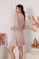 Yalley Textured Sleeved Dress in Blush