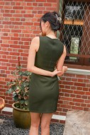 Seraine Queen Anne Dress in Olive