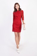 Lena Backless Lace Dress in Red (MY)