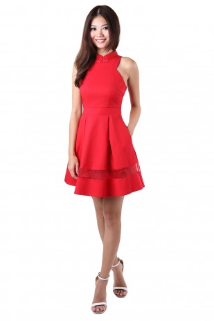 Sleek Organza Cheongsam in Red (MY)