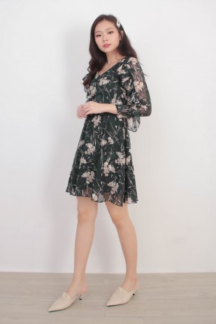 Felice Floral Dress in Forest Green (MY)