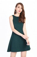 Fenella Lace Up Swing Dress in Forest Green (MY)