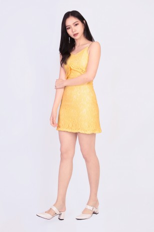 Leighton Ruffle Lace Dress in Yellow (MY)