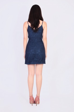 Leighton Ruffle Lace Dress in Navy (MY)